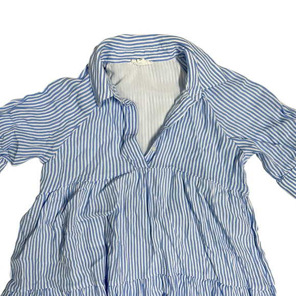 A Loves A Girls Shirt Dress Size Medium Striped Point Collar 3/4 Cuffed Sleeve - Picture 6 of 11